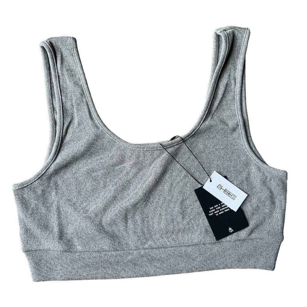 NWT 4th and Reckless Henry Jersey Ribbed Bralet in Grey, Size US XL